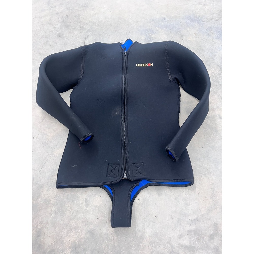 Henderson Wetsuit Jacket Mens‎ 2XL Black Blue Full Zip Beaver Tail Scuba Dive